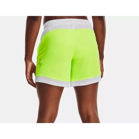 UNDER ARMOUR Basketball Shorts Womens Medium UA Baseline 6 Inch Lime‎ Yellow NWT - Picture 4 of 5
